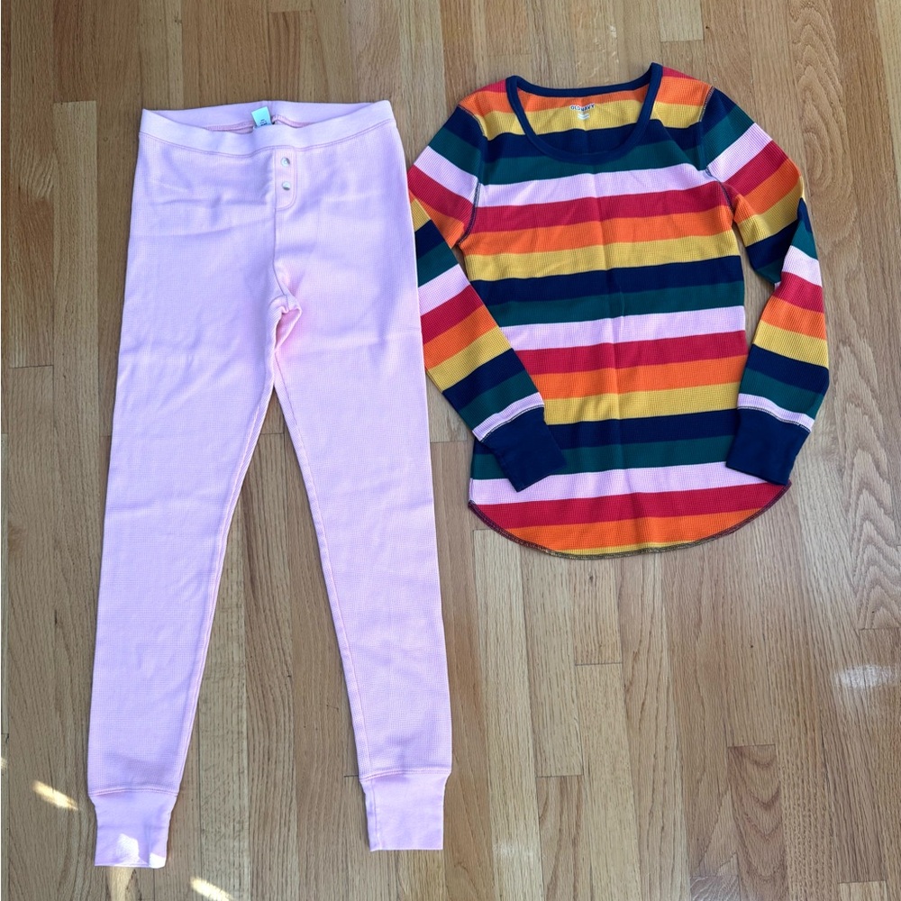 Old Navy Thermal Leggings and Long sleeve Pajama set S Rainbow pink matching
